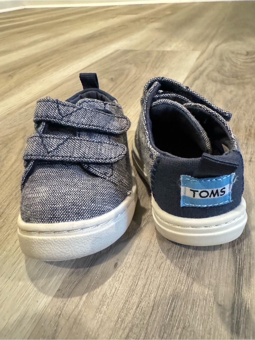 TOMS Kids Blue Canvas Velcro Sneakers